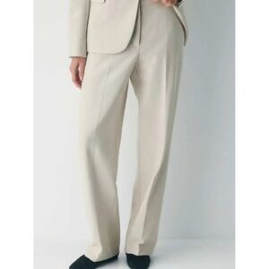 Aritzia Babaton Agency Pants Beige High Rise Wide Leg Office Minimalist Size 6